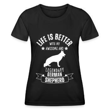 Life is better German Shepherd Retro Vintage - Women's Functional T-Shirt - black - Front - AI Model Female 172 light (172cm)