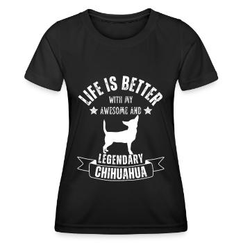 Life is better with Chihuahua Dog Retro Vintage - Women's Functional T-Shirt - black - Front - AI Model Female 172 light (172cm)