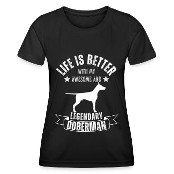 La vie est meilleure avec Doberman Dog Retro Vintage - T-shirt sport Femme - noir - Devant - AI Model Female 172 light (172cm)