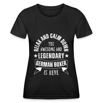 Relax my deutscher Boxer is here Retro - Frauen Funktions-T-Shirt - Schwarz - Vorne - AI Model Female 172 light (172cm)