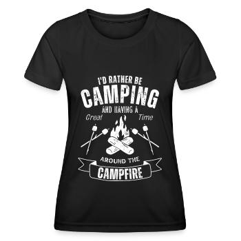 Camping Lagerfeuer Zelten in der Natur Outdoor - Frauen Funktions-T-Shirt - Schwarz - Vorne - AI Model Female 172 light (172cm)