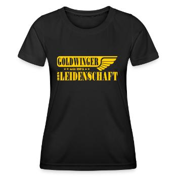 Motorrad Biker Goldwing Goldwinger Leidenschaft - Frauen Funktions-T-Shirt - Schwarz - Vorne - AI Model Female 172 light (172cm)