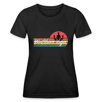 Bier - Weißbier Yoga Retro Vintage Sonnenuntergang - Frauen Funktions-T-Shirt - Schwarz - Vorne - AI Model Female 172 light (172cm)