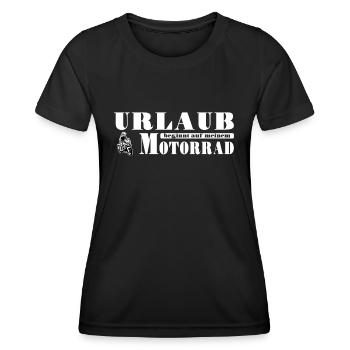 Urlaub beginnt auf meinem Motorrad Biker Spruch - Frauen Funktions-T-Shirt - Schwarz - Vorne - AI Model Female 172 light (172cm)