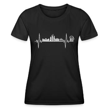 Berlin Silhouette Herzschlag EKG Bier Geschenk - Frauen Funktions-T-Shirt - Schwarz - Vorne - AI Model Female 172 light (172cm)