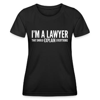 Je suis un avocat qui devrait tout expliquer - T-shirt sport Femme - noir - Devant - AI Model Female 172 light (172cm)