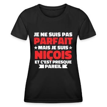Je Ne Suis Pas Parfait Mais Je Suis Niçois - T-shirt sport Femme - noir - Devant - AI Model Female 172 light (172cm)