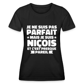 Je Ne Suis Pas Parfait Mais Je Suis Niçois - T-shirt sport Femme - noir - Devant - AI Model Female 172 light (172cm)