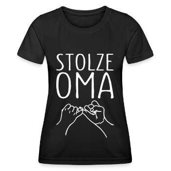 Stolze Oma Kleiner Fingerschwur Großmutter - Frauen Funktions-T-Shirt - Schwarz - Vorne - AI Model Female 172 light (172cm)