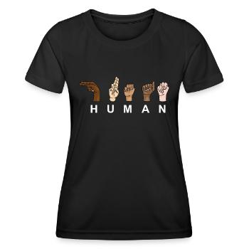 HUMAIN - RESPECT - Vote à main levée - T-shirt sport Femme - noir - Devant - AI Model Female 172 light (172cm)