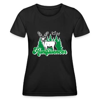 Huntfluencer Chasseur Influenceur - T-shirt sport Femme - noir - Devant - AI Model Female 172 light (172cm)