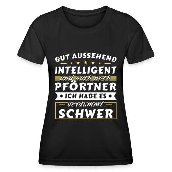 Gut aussehend intelligent - Pförtner Edition - Frauen Funktions-T-Shirt - Schwarz - Vorne - AI Model Female 172 light (172cm)
