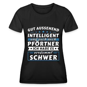Gut aussehend intelligent - Pförtner Edition - Frauen Funktions-T-Shirt - Schwarz - Vorne - AI Model Female 172 light (172cm)