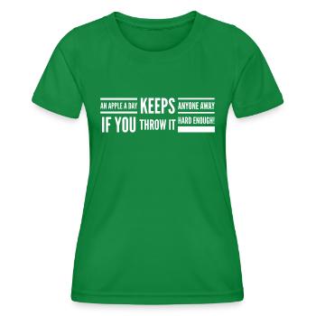 Une pomme par jour éloigne tout le monde si vous la jetez - T-shirt sport Femme - vert - Devant - AI Model Female 172 dark (172cm)