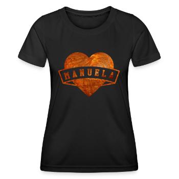 Prénom Manuela - T-shirt sport Femme - noir - Devant - AI Model Female 172 light (172cm)