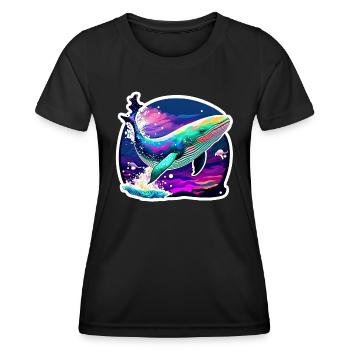 Baleine psychédélique - T-shirt sport Femme - noir - Devant - AI Model Female 172 light (172cm)
