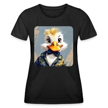 Naughty little duck with bow tie - Women's Functional T-Shirt - black - Front - AI Model Female 172 light (172cm)