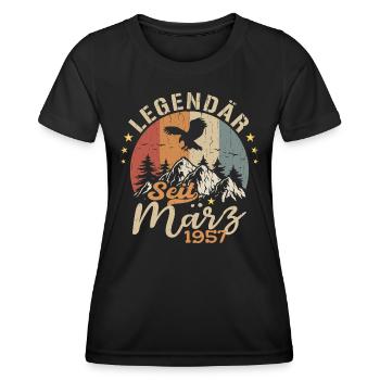Legenden Werden Im März 1957 Geboren - 1957 - Frauen Funktions-T-Shirt - Schwarz - Vorne - AI Model Female 172 light (172cm)