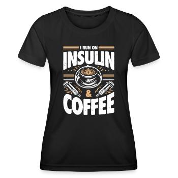 Je cours à l’insuline et au café - Coffee Diabetics - T-shirt sport Femme - noir - Devant - AI Model Female 172 light (172cm)