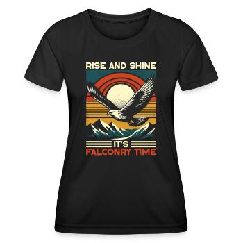 Rise And Shine It's Falconry Time - Falknerei - Women's Functional T-Shirt - black - Front - AI Model Female 172 light (172cm)