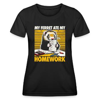 Mon furet a mangé mes devoirs - Cadeau furet - T-shirt sport Femme - noir - Devant - AI Model Female 172 light (172cm)