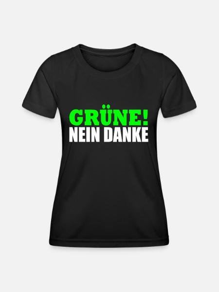 Grüne Nein Danke - Frauen Funktions-T-Shirt - Schwarz