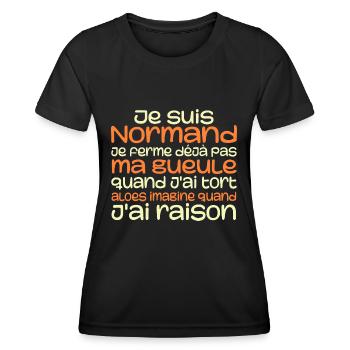 Je suis Normand - Idée cadeau pour un Normand - T-shirt sport Femme - noir - Devant - AI Model Female 172 light (172cm)