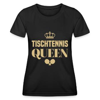 Tischtennis Queen Spruch mit Tischtennisschläger - Frauen Funktions-T-Shirt - Schwarz - Vorne - AI Model Female 172 light (172cm)