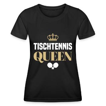 Tischtennis Queen Spruch mit Tischtennisschläger - Frauen Funktions-T-Shirt - Schwarz - Vorne - AI Model Female 172 light (172cm)