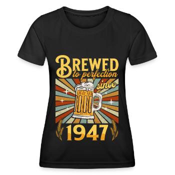 Perfektion seit 1947 - Jubiläum 75 Jahre - Frauen Funktions-T-Shirt - Schwarz - Vorne - AI Model Female 172 light (172cm)