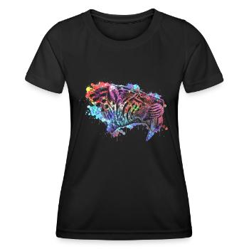 Säbelzahntiger - Frauen Funktions-T-Shirt - Schwarz - Vorne - AI Model Female 172 light (172cm)