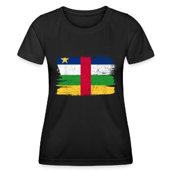 Central African Republic Bandiera Flag Peace - Women's Functional T-Shirt - black - Front - AI Model Female 172 light (172cm)