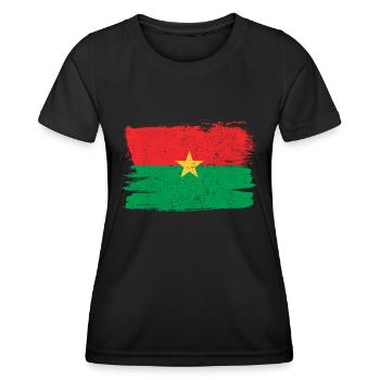 Burkina Faso Bandiera Flagge Frieden Vintage - Frauen Funktions-T-Shirt - Schwarz - Vorne - AI Model Female 172 light (172cm)