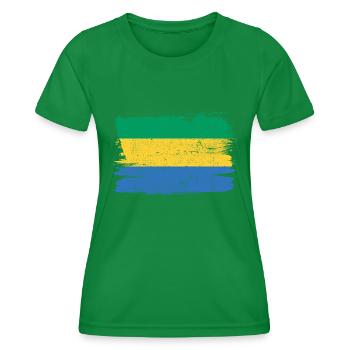 Gabon Flag Flag Peace Vintage - Women's Functional T-Shirt - kelly green - Front - AI Model Female 172 dark (172cm)