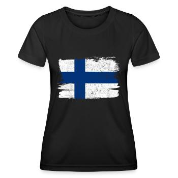 Finland Flag Flag Peace Vintage - Women's Functional T-Shirt - black - Front - AI Model Female 172 light (172cm)