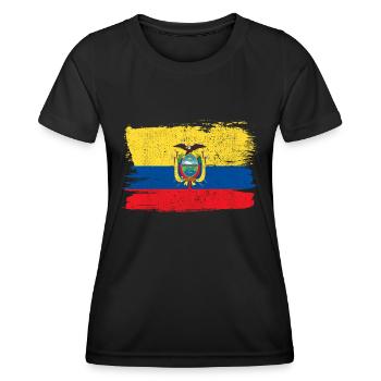 Drapeau de l’Équateur drapeau paix Vintage - T-shirt sport Femme - noir - Devant - AI Model Female 172 light (172cm)