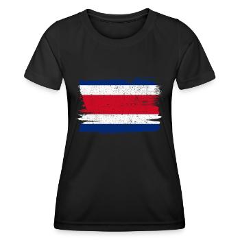 Costa Rica Flag Flag Peace Vintage - Women's Functional T-Shirt - black - Front - AI Model Female 172 light (172cm)