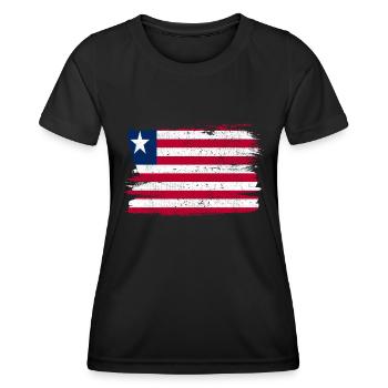Liberia Flag Flag Peace Vintage - Women's Functional T-Shirt - black - Front - AI Model Female 172 light (172cm)