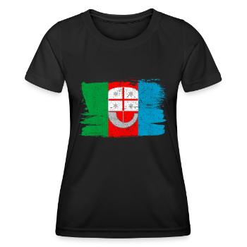 Drapeau de la Ligurie Drapeau Italie Paix Vintage - T-shirt sport Femme - noir - Devant - AI Model Female 172 light (172cm)