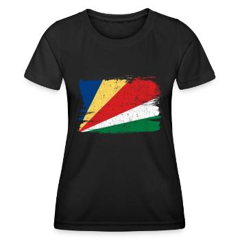 Drapeau des Seychelles Drapeau de la paix Vintage - T-shirt sport Femme - noir - Devant - AI Model Female 172 light (172cm)