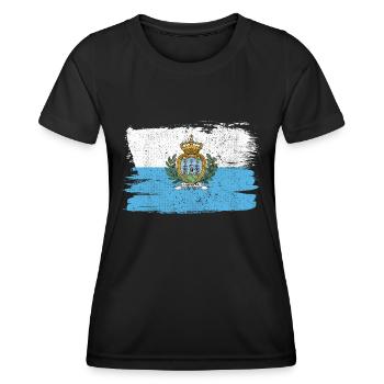 San Marino Flag Flag Italy Peace Vintage - Women's Functional T-Shirt - black - Front - AI Model Female 172 light (172cm)