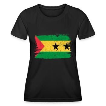 Sao Tomé-et-Príncipe Drapeau Drapeau Paix Vintage - T-shirt sport Femme - noir - Devant - AI Model Female 172 light (172cm)