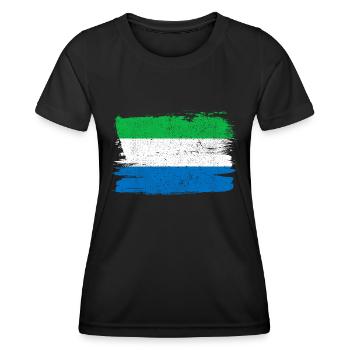 Sierra Leone drapeau drapeau paix Vintage - T-shirt sport Femme - noir - Devant - AI Model Female 172 light (172cm)