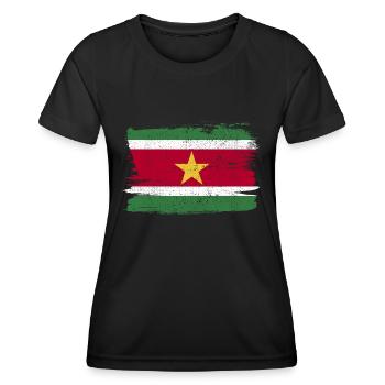 Drapeau du Suriname Drapeau de la paix Vintage - T-shirt sport Femme - noir - Devant - AI Model Female 172 light (172cm)