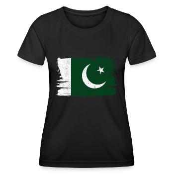 Pakistan Flag Flag Peace Vintage - Women's Functional T-Shirt - black - Front - AI Model Female 172 light (172cm)