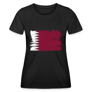 Qatar Flag Flag Peace Vintage - Women's Functional T-Shirt - black - Front - AI Model Female 172 light (172cm)