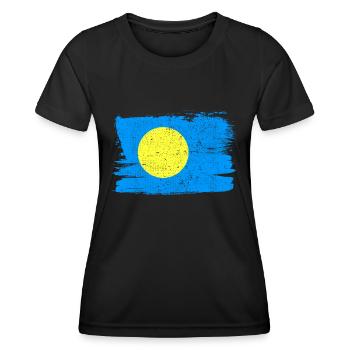 Drapeau des Palaos Drapeau de la paix Vintage - T-shirt sport Femme - noir - Devant - AI Model Female 172 light (172cm)