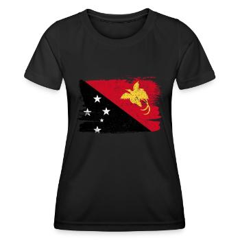 Papua-Neuguinea Flagge Flagge Frieden Vintage - Frauen Funktions-T-Shirt - Schwarz - Vorne - AI Model Female 172 light (172cm)