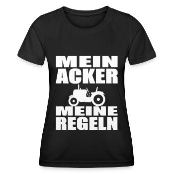 Mein Acker meine Regeln. Landwirtschaft Bauer - Frauen Funktions-T-Shirt - Schwarz - Vorne - AI Model Female 172 light (172cm)
