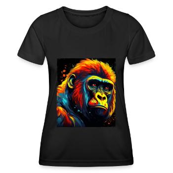 Gorilla Portrait - Frauen Funktions-T-Shirt - Schwarz - Vorne - AI Model Female 172 light (172cm)